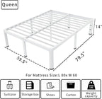 ROIL 14 Inch White Queen Bed Frame - Image 2