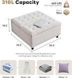 Tbfit Large Square Storage Ottoman Bench, Tufted Upholstered Coffee Table - Image 2