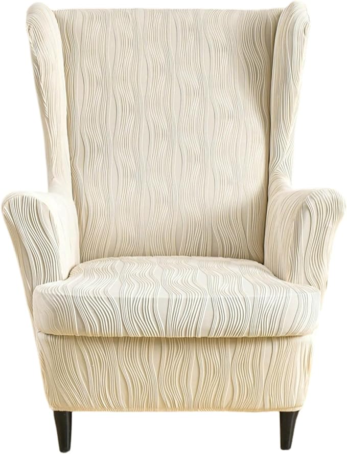 HAOYONG Wingback Chair Slipcovers Elastic Jacquard Wing Chair Covers 2 Pieces by HAOYONG