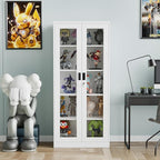 Glass Display Cabinet With Doors, 4 Adjustable Shelves - Image 2