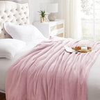 KMUSET Fleece Blanket Throw Size Pink Lightweight Super Soft Cozy Luxury Bed - Image 4