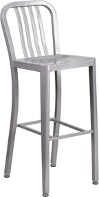 Flash Furniture Commercial Grade 30" High Silver Metal Indoor-Outdoor Barstool - Image 3
