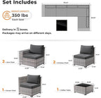 ovios 6 Pieces Patio Furniture Set, Outdoor Wicker Sectional Sofa - Image 7