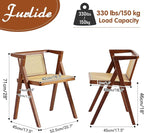 Furlide Rattan Dining Chairs Set of 2, Mid-Century Accent Armchair, Wicker Chair - Image 3