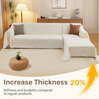 2 Pieces Sectional Couch Covers L Shaped Cover XXL Cream White | Thick Washable - Image 3