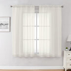 Chyhomenyc Ivory Sheer Curtains 63 Inch Long 2 Panels by Chyhomenyc