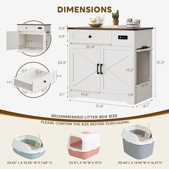 LIKIMIO 31.5" Smart Cat Litter Box Enclosure - Image 2