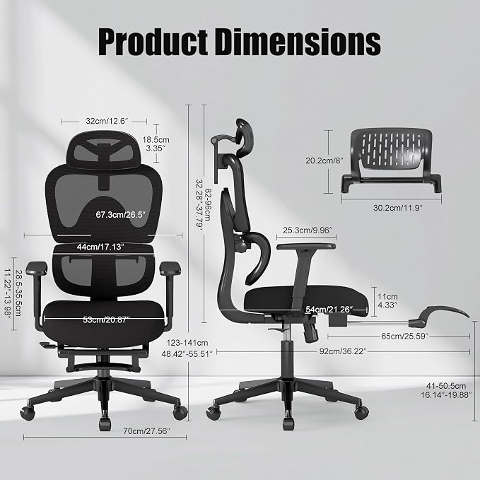 Ergonomic Office Chair with Footrest – Adjustable Lumbar Support, 3D Armrests & - Image 2