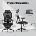 Ergonomic Office Chair with Footrest – Adjustable Lumbar Support, 3D Armrests & - Image 2