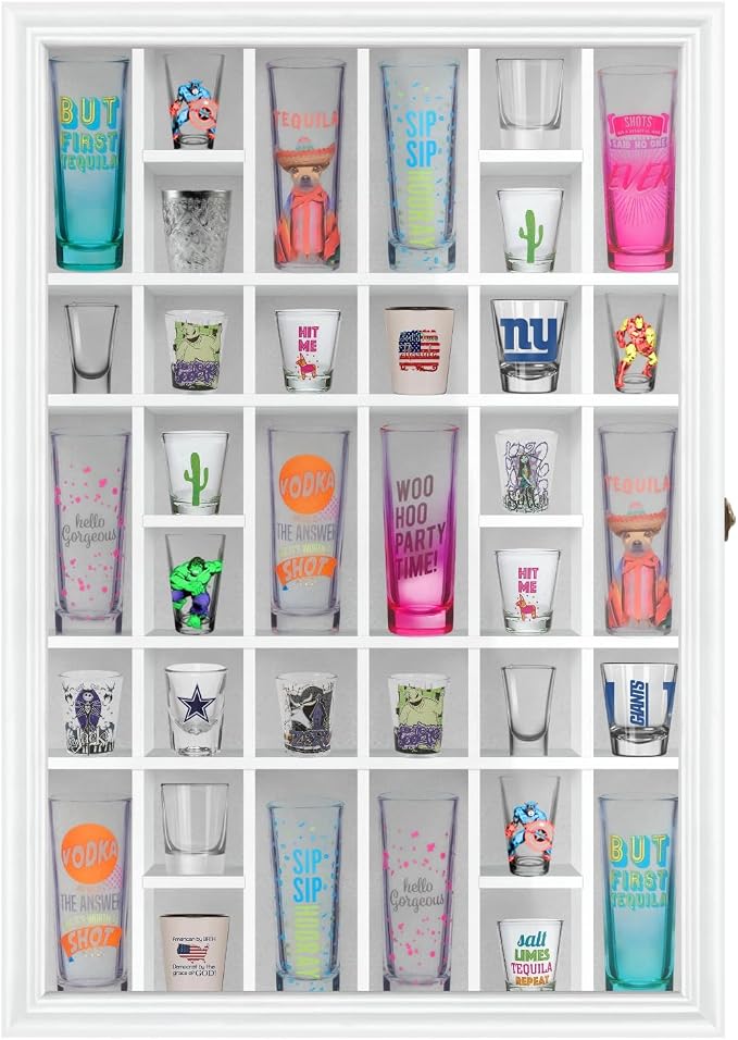 Shot Glass Display Cabinet Solid Wood by ILOT