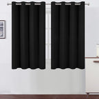 Black Thermal Blackout Curtains/52 x 45 Inch/Set of 2 Panels Room Darkening by Lemomo