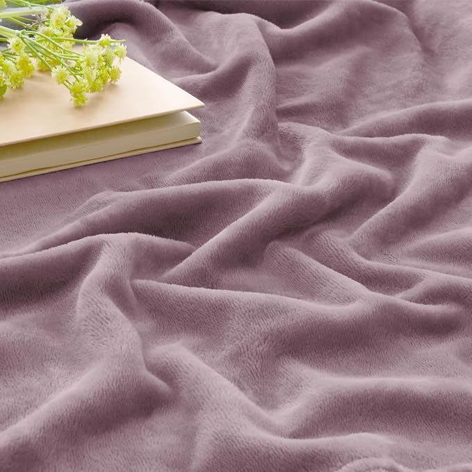 BEDELITE Fleece Blanket Soft Plush Twin Size Blanket Dusky Violet 60"x80" | - Image 4