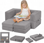 MeMoreCool Modular Kids Couch – Light Grey Foam Play Sofa Bed Convertible by MeMoreCool