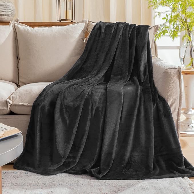 Dark Grey Fleece Plush Throw Blanket 50"x60"for Couch Fuzzy Cozy Flannel | by JIAHANNHA