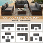 KIGOTY 7-Piece Patio Furniture Set, All-Weather PE Rattan Outdoor Sectional Sofa - Image 4