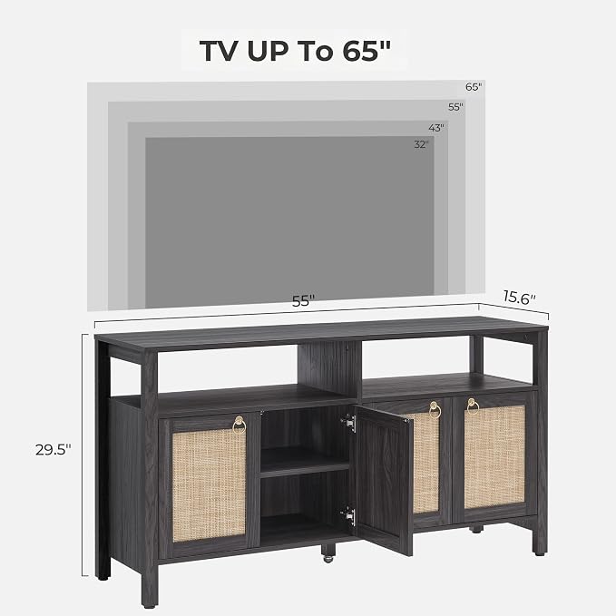 SICOTAS Rattan TV Stand for Television up to 120 Inch - Image 2