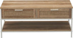 Household Essentials Coastal Oak Woven Front Coffee Table - Image 6