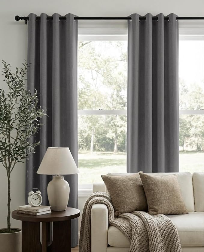 Curtains, Dark Gray, 2 Panels, Grommet Top, Thermal Insulated, Full Light - Image 2