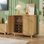 Fluted Coffee Bar Cabinet with Storage, Modern Sideboard Buffet Cabinet with - Image 3