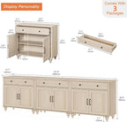 WAMAPT Buffet Cabinet with 6 Doors and 3 Drawers, Large Coffee Bar Table Wood - Image 2