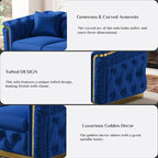 84.6" Luxury Chesterfield Sofa Velvet Tufted Sofa Black and Gold Couch - Image 4