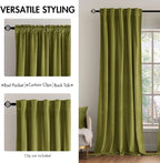 MIULEE Velvet Curtains 52x90 inches 2 Panels Moss Green Blackout Curtains | - Image 2