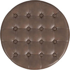Homepop Home Decor | Upholstered Round Faux Leather Tufted Foot Rest Ottoman | - Image 6
