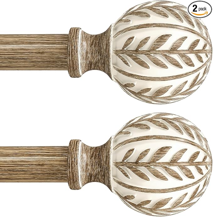 QDWIS 2 Pack Boho Wood Curtain Rods by Unknown