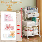 Baby Diaper Caddy Cart Organizer -3 Tier, Bedside Nursery Essentials Organizer - Image 2