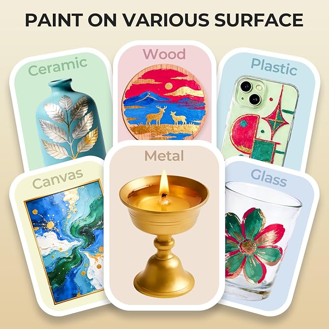 Nicpro Acrylic Paint Metallic Gold, 33.8oz/1000ml Large Gold Leaf Paint - Image 4