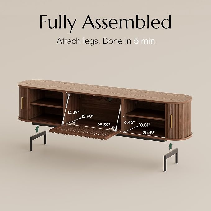 POVISON Fully-Assembled Mid Century Modern TV Stand - Image 7