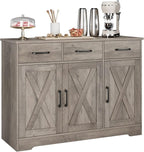 HOSTACK Modern Farmhouse Buffet Sideboard Cabinet, Barn Doors Storage Cabinet by HOSTACK