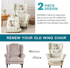 KRFOONN Velvet Wing Chair Slipcovers 2 Piece Stretch Printed Wingback Chair - Image 4