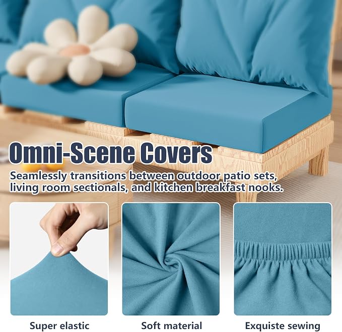 8Pcs Outdoor Cushion Covers, Stretch Patio Furniture Couch Chair Slipcovers | - Image 5