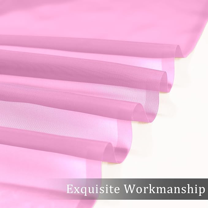 Sheer Curtains Light Pink, Sheer Curtains 63 inches Length 2 Panels Set - Image 6