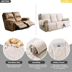 100% Waterproof Recliner Sofa Covers 3 Seater, 6-Piece Split Non-Slip Reclining - Image 5