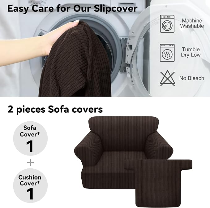 Waterproof Chair Cover with Arms 2-Piece Set Striped Slipcover - Image 5
