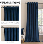 MIULEE Navy Blue Velvet Curtains 52x90 inches Luxury Blackout Curtains | - Image 2