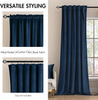 MIULEE Navy Blue Velvet Curtains 52x96 inches Luxury Blackout Curtains | - Image 2