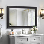 Black Wood Mirror for Bathroom, Rectangle Rustic 30 x 40 inch Vanity Mirror for - Image 3