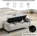 SOFTHION 58.1" Storage Bench Upholstered Velvet End of Bedroom Bed Bench Ottoman - Image 3