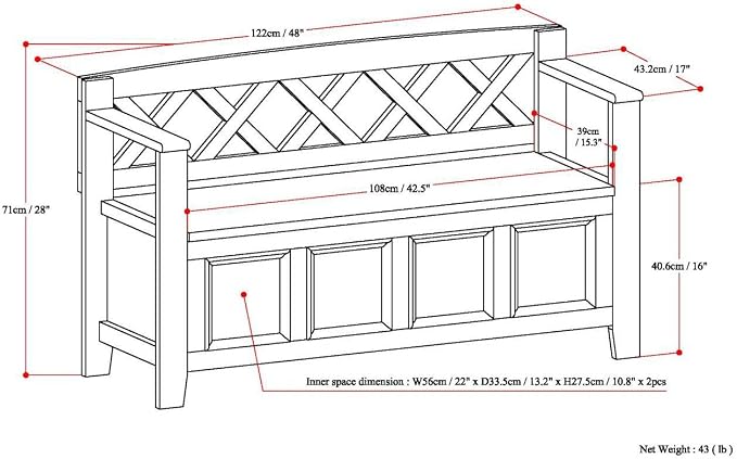 SIMPLIHOME Amherst Entryway Storage Bench - Image 14