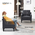 VINGLI Accent Chairs Set of 2 Living Room Chairs Dark Grey Reading Chair - Image 4