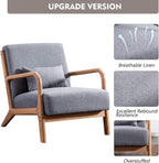 ANJ Mid Century Modern Accent Chairs Set of 2, Comfy Fabric Reading Chair - Image 4