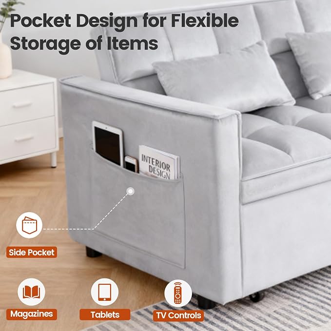 3 in 1 Convertible Sofa Bed, Love Seat Sleeper Bed - Image 3