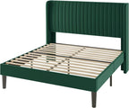 Allewie Queen Size Bed Frame/Velvet Upholstered Platform Bed/Vertical Channel - Image 9