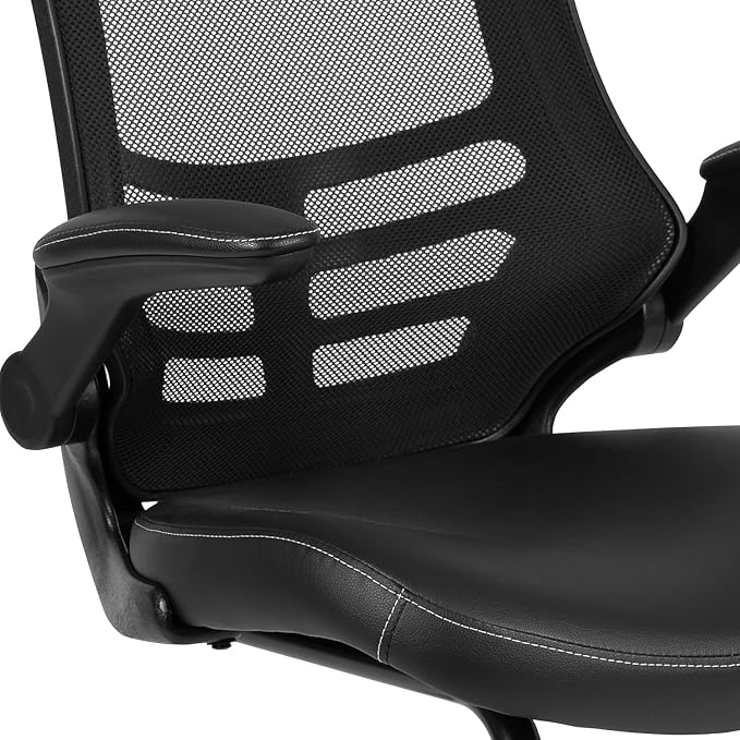 Flash Furniture Kelista Black Mesh Sled Base Side Reception Chair - Image 6