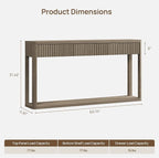 SICOTAS Entryway Table with Storage, 60.74" W Console Table with 3 Fluted - Image 2