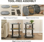 3 Tier Round Side Table with Storage, Oval End Table with Rattan Shelf & Metal - Image 6