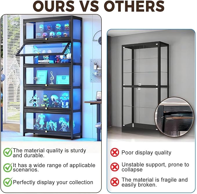 Display Cabinet with Acrylic Glass Doors 67.7'' Tall Curio Cabinet - Image 5